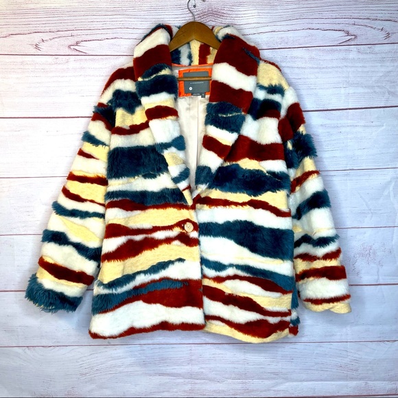 Anthropologie Jackets & Blazers - Anthropologie faux fur multicolor coat size M